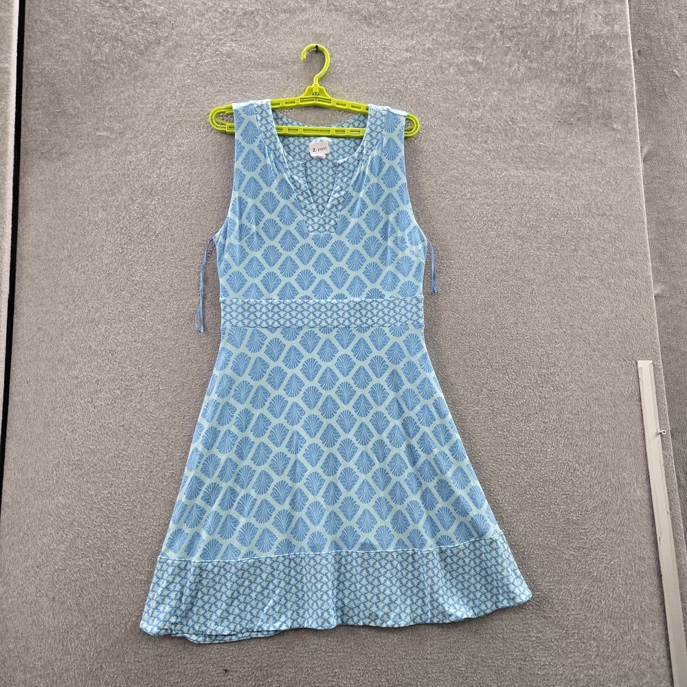 Sigrid Olsen Women Dress L Blue Floral A-Line Casual Dress Sleeveless Mini